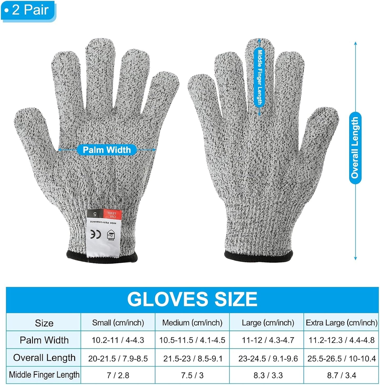 Cut Resistant Gloves, Level 5 Protection Anti Cutting Gloves Cut Proof Gloves for Kitchen Carving Working