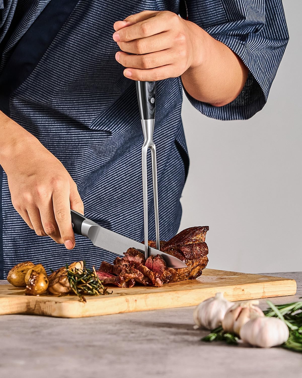 Turkey Carving Set - German Steel Carving Knife & Fork Set | German 1.4116 Steel Full Tang Set, Pakkawood Handles With Mosaic Pins, Meat Poultry Brisket Portioning Set With Gift Box