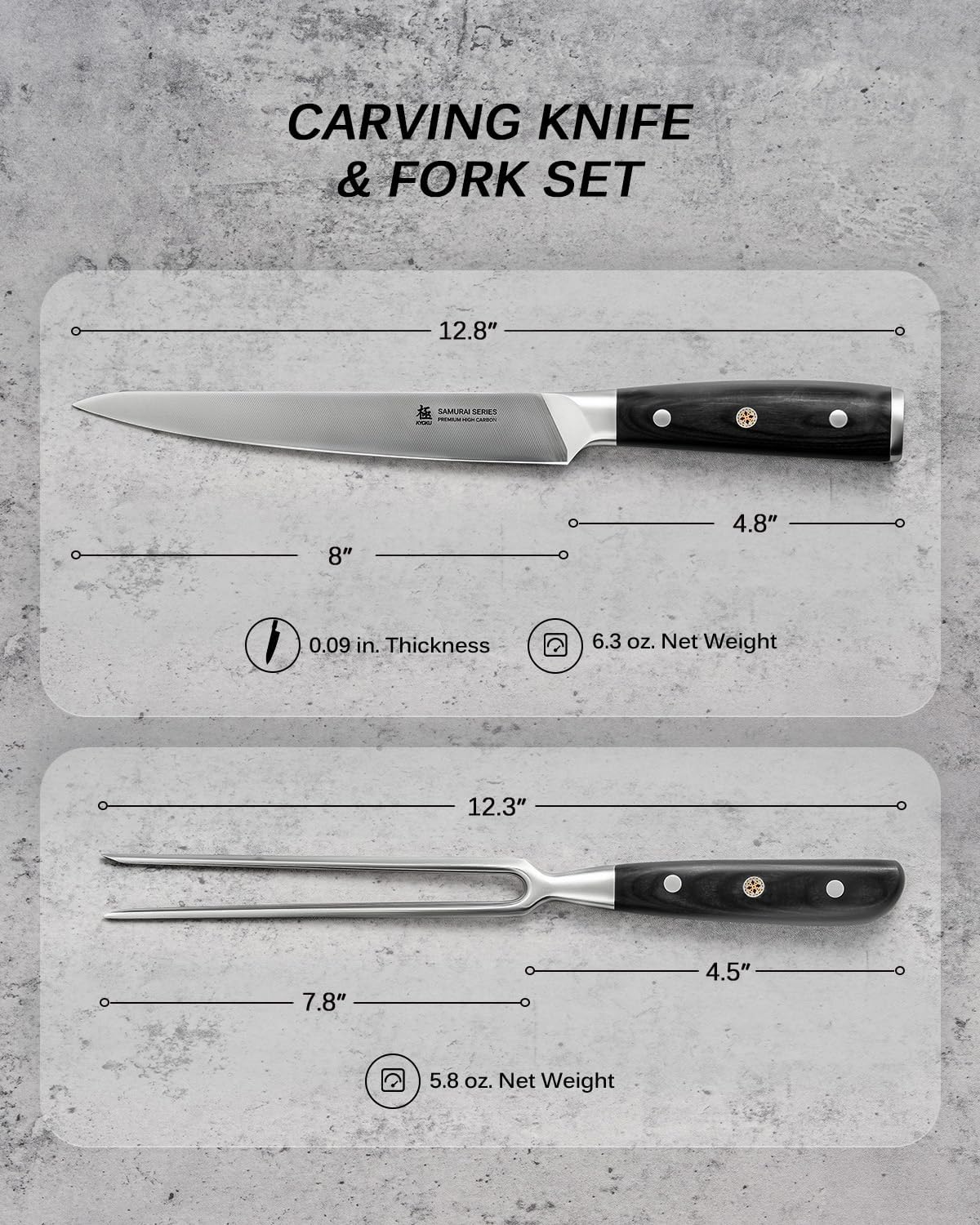 Turkey Carving Set - German Steel Carving Knife & Fork Set | German 1.4116 Steel Full Tang Set, Pakkawood Handles With Mosaic Pins, Meat Poultry Brisket Portioning Set With Gift Box