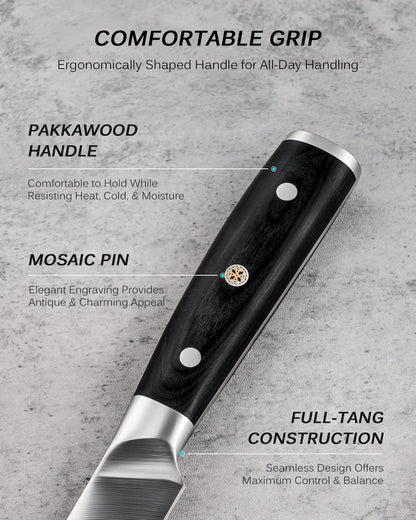 Turkey Carving Set - German Steel Carving Knife & Fork Set | German 1.4116 Steel Full Tang Set, Pakkawood Handles With Mosaic Pins, Meat Poultry Brisket Portioning Set With Gift Box