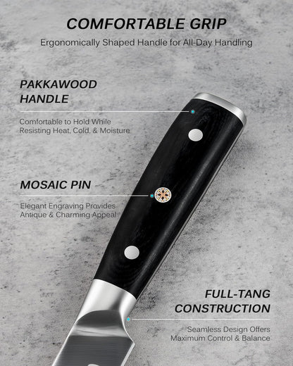 Turkey Carving Set - German Steel Carving Knife & Fork Set | German 1.4116 Steel Full Tang Set, Pakkawood Handles With Mosaic Pins, Meat Poultry Brisket Portioning Set With Gift Box