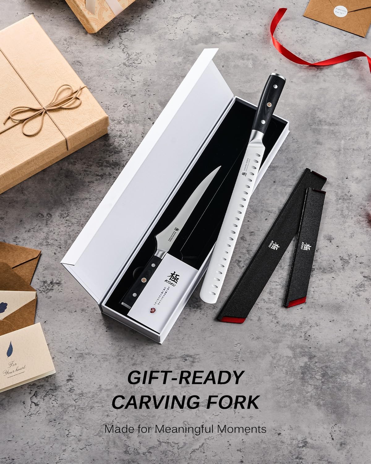 Turkey Carving Set - German Steel Carving Knife & Fork Set | German 1.4116 Steel Full Tang Set, Pakkawood Handles With Mosaic Pins, Meat Poultry Brisket Portioning Set With Gift Box