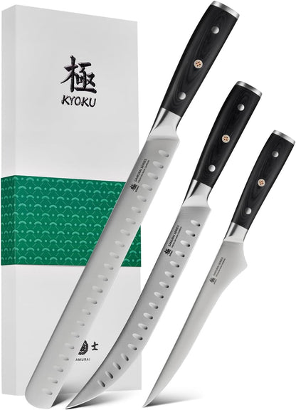 Turkey Carving Set - German Steel Carving Knife & Fork Set | German 1.4116 Steel Full Tang Set, Pakkawood Handles With Mosaic Pins, Meat Poultry Brisket Portioning Set With Gift Box
