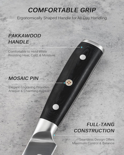 Turkey Carving Set - German Steel Carving Knife & Fork Set | German 1.4116 Steel Full Tang Set, Pakkawood Handles With Mosaic Pins, Meat Poultry Brisket Portioning Set With Gift Box
