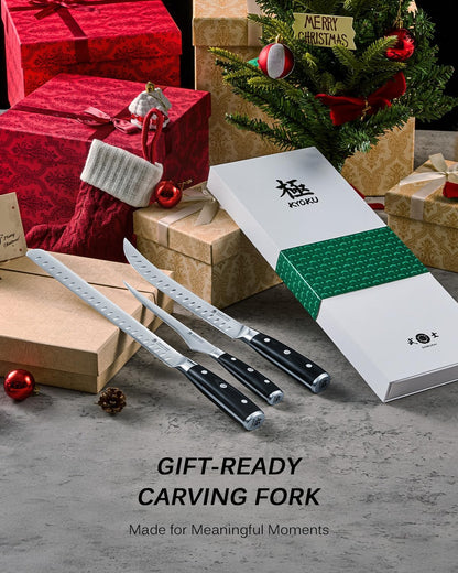 Turkey Carving Set - German Steel Carving Knife & Fork Set | German 1.4116 Steel Full Tang Set, Pakkawood Handles With Mosaic Pins, Meat Poultry Brisket Portioning Set With Gift Box