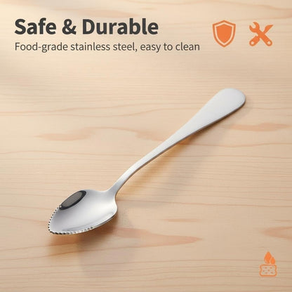3Pcs Grapefruit Spoon & Knife Set, Stainless Steel Grapefruit Spoon with Serrated Edge, Silver Multi-Use Kitchen Tool for Citrus, Kiwi, Dessert, Avocado & More