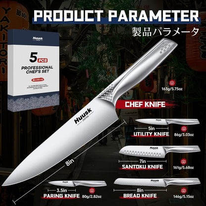 Huusk Japanese Chef Knife Set - 5 Piece Kitchen Knife Sets