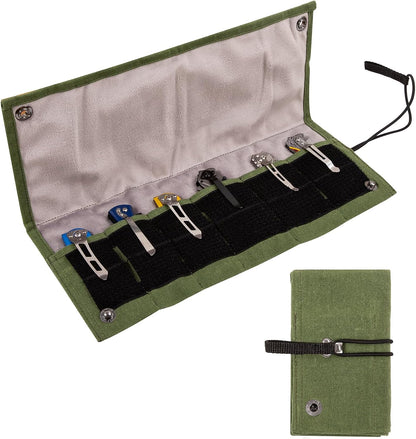 Pocket Knife Display Bag,6 Slots with Pocket Knives, Folding Small Knife Storage Pouch, Knife Roll Bag Organizer, Knives Roll Collection Protector Bag, Tactical Outdoor for EDC Mini Knife Bags