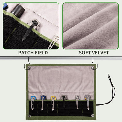 Pocket Knife Display Bag,6 Slots with Pocket Knives, Folding Small Knife Storage Pouch, Knife Roll Bag Organizer, Knives Roll Collection Protector Bag, Tactical Outdoor for EDC Mini Knife Bags