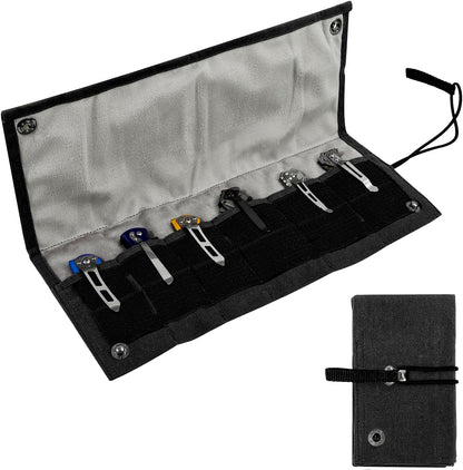 Pocket Knife Display Bag,6 Slots with Pocket Knives, Folding Small Knife Storage Pouch, Knife Roll Bag Organizer, Knives Roll Collection Protector Bag, Tactical Outdoor for EDC Mini Knife Bags