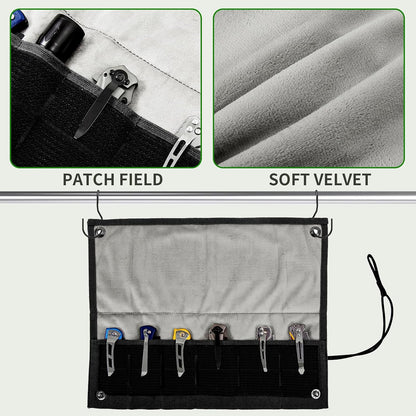 Pocket Knife Display Bag,6 Slots with Pocket Knives, Folding Small Knife Storage Pouch, Knife Roll Bag Organizer, Knives Roll Collection Protector Bag, Tactical Outdoor for EDC Mini Knife Bags