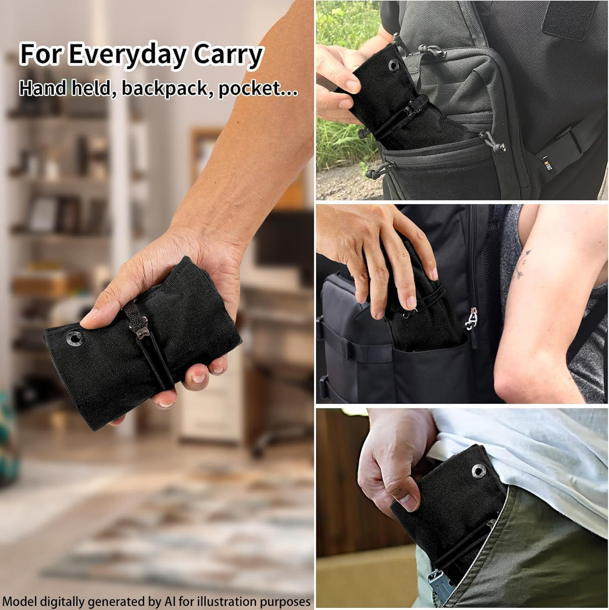 Pocket Knife Display Bag,6 Slots with Pocket Knives, Folding Small Knife Storage Pouch, Knife Roll Bag Organizer, Knives Roll Collection Protector Bag, Tactical Outdoor for EDC Mini Knife Bags