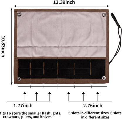 Pocket Knife Display Bag,6 Slots with Pocket Knives, Folding Small Knife Storage Pouch, Knife Roll Bag Organizer, Knives Roll Collection Protector Bag, Tactical Outdoor for EDC Mini Knife Bags