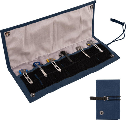 Pocket Knife Display Bag,6 Slots with Pocket Knives, Folding Small Knife Storage Pouch, Knife Roll Bag Organizer, Knives Roll Collection Protector Bag, Tactical Outdoor for EDC Mini Knife Bags