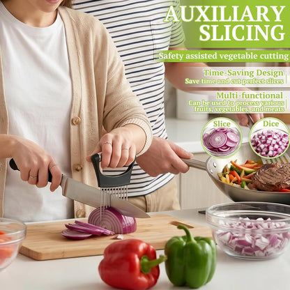Onion Holder for Slicing, 304 Stainless Steel | 10 Long Needles, Vegetable Chopper, Food Slicing Guide, Multi-Purpose Cutter for Tomato Potato