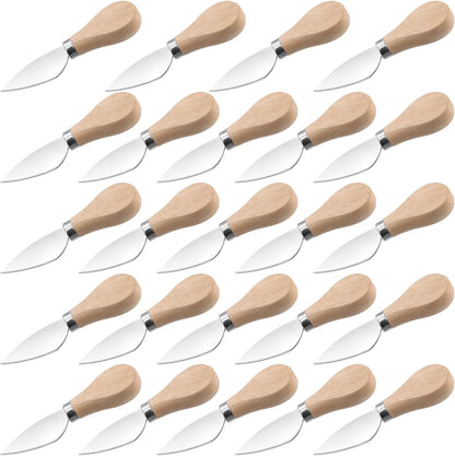24 PCS Butter Knife Spreader with Wooden Handle, Stainless Steel Cocktail Knives Spreaders Wooden Handle Cheese Knives for Butter, Jam, Cheese