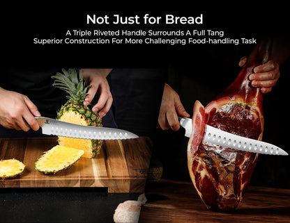 Resharpenable Bread Knife for Homemade Bread, 8 Inch