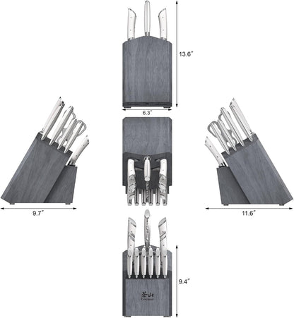 Cangshan OLYMPUS Series 17-Piece Knife Block Set, German Steel, Gray Wood Block (White)
