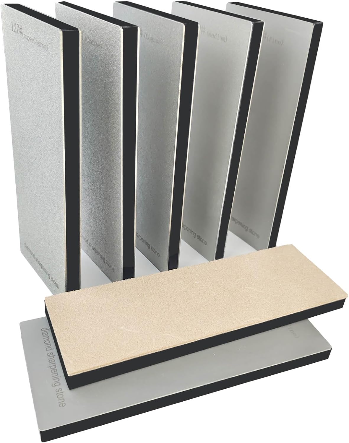 4 Pcs Diamond Sharpening Stone Set, Diamond Plate Sharpening Stone for Kitchen Sharpening (SET-E)