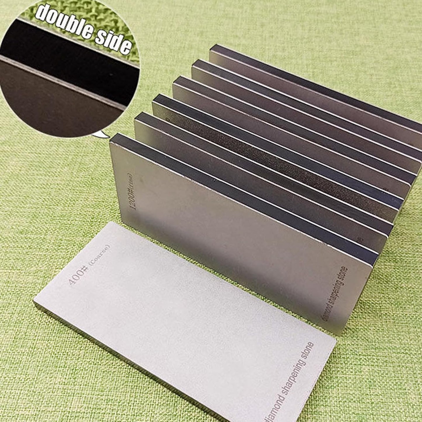 4 Pcs Diamond Sharpening Stone Set, Diamond Plate Sharpening Stone for Kitchen Sharpening (SET-E)