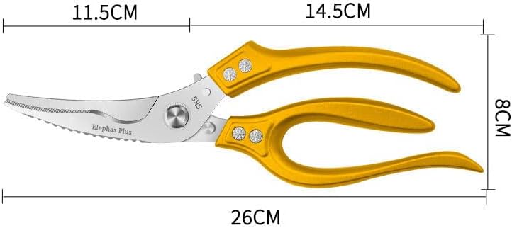 Heavy Duty Poultry Shears, Kitchen Shears with Anti-Slip Handle & Safety Lock, All Purpose Kitchen Scissors for Chicken, Meat Cutting, Turkey, Fish, Vegetables (Gold)