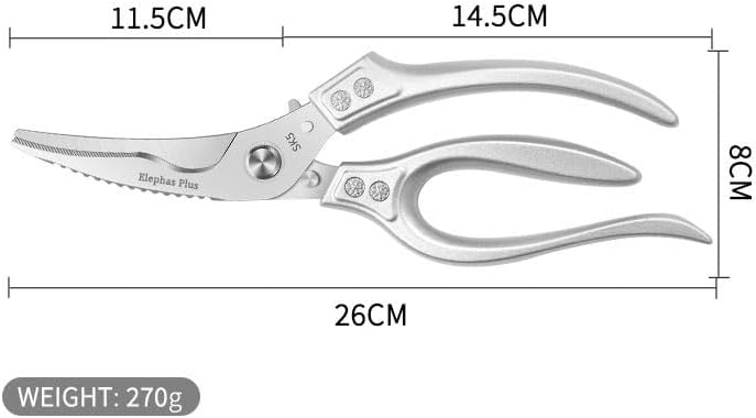 Heavy Duty Poultry Shears, Kitchen Shears with Anti-Slip Handle & Safety Lock, All Purpose Kitchen Scissors for Chicken, Meat Cutting, Turkey, Fish, Vegetables (Gold)