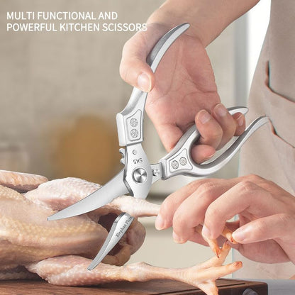Heavy Duty Poultry Shears, Kitchen Shears with Anti-Slip Handle & Safety Lock, All Purpose Kitchen Scissors for Chicken, Meat Cutting, Turkey, Fish, Vegetables (Gold)