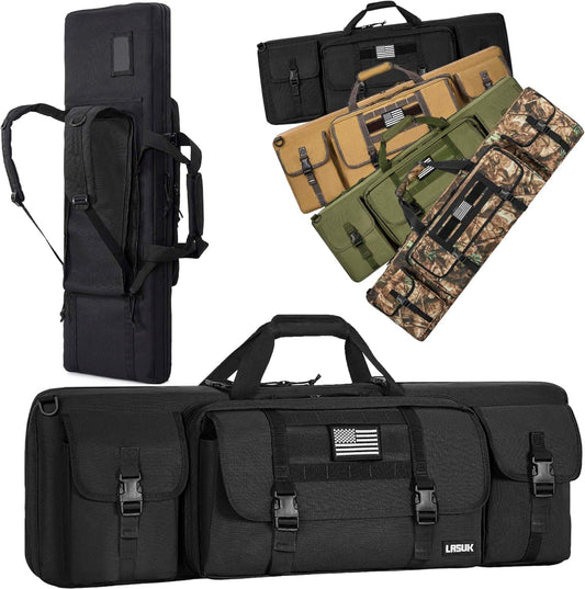 28/32/36/42/46/48/51/55" Double Rifle Case Soft Gun Bag Tactical Backpack | Portable Long Rifle Bag for Outdoor Hunting Shooting, Gun Case Firearm Storage & Transportation, Hunting Shooting Range