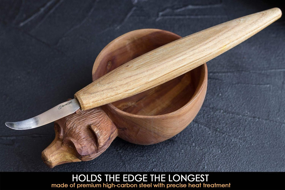 Wood Carving Hook knife SK4s Long 2.4'' - Spoon Carving Tools – Spoon Whittling Knife for Professional Carvers & Beginners - Crooked Whittling Knives for Spoons Bowls Cups