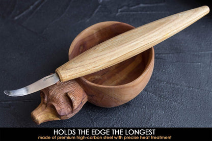 Wood Carving Hook knife SK4s Long 2.4'' - Spoon Carving Tools – Spoon Whittling Knife for Professional Carvers & Beginners - Crooked Whittling Knives for Spoons Bowls Cups