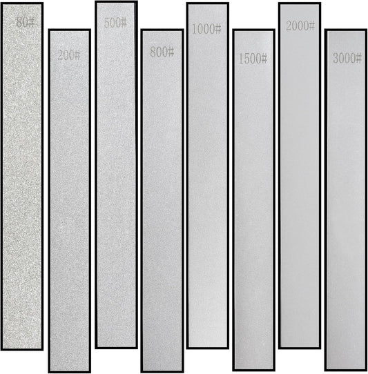 8 PCS Diamond Knife Sharpening Stones, Diamond Whetstone | Professional Whetstone Set With A Non-Slip Base for Kitchen, 80 200 500 800 1000 1500 2000 3000 Grit Knife Sharpener