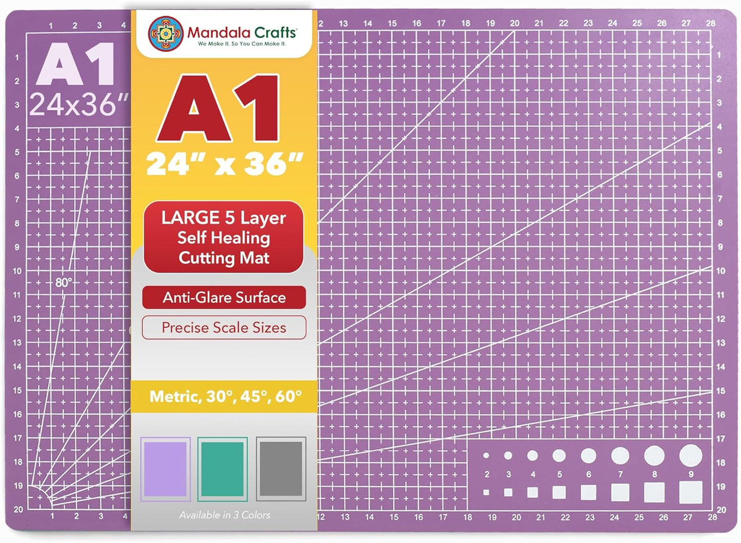 Self-Healing Cutting Mat Set – 12" x 18" A3 Green Double-Sided 5-Ply Mat with Fabric Cutter, Quilt Ruler & Craft Knife for Sewing, Quilting, Leather & Scrapbooking