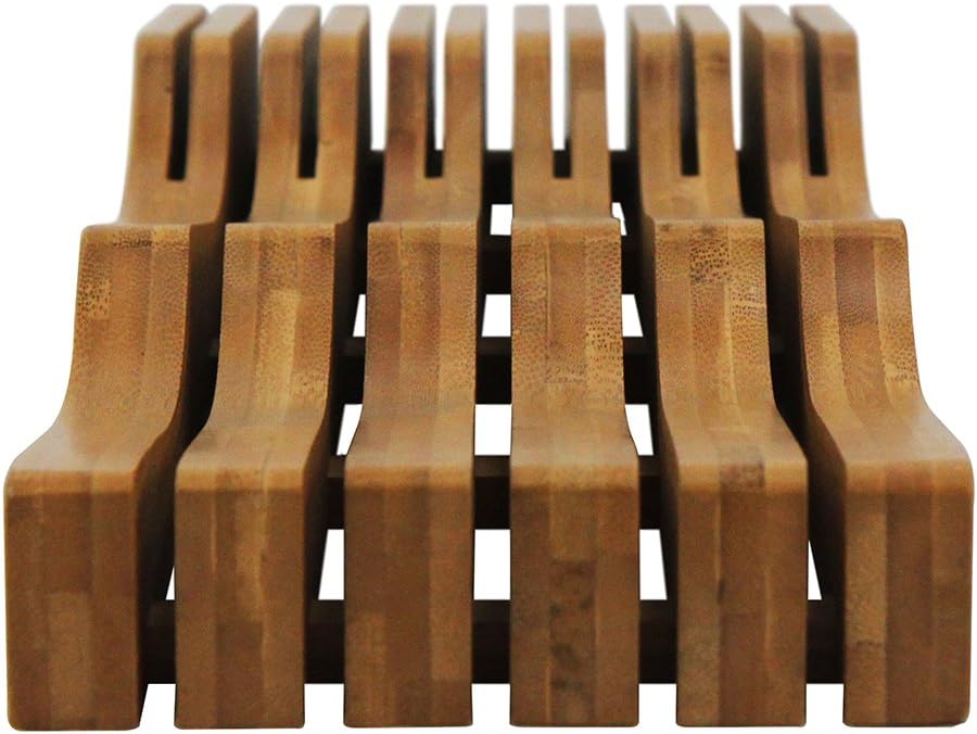 In-Drawer Bamboo Knife Organizer