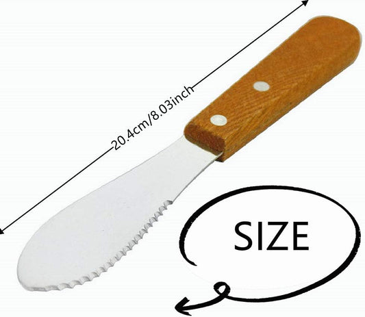Stainless Steel Butter Spreader Butter Knife Spreader with Wood Handle for Butter, Cheese, Cream, Sandwich, and Condiment Serving (4 Pack)