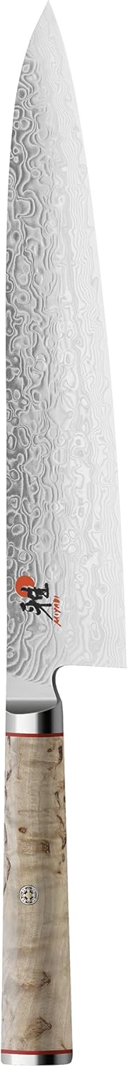 Miyabi Birchwood SG2 Japanese Chef's Knife, 8-inch, Chef's Kitchen Knife, Karelian Birch Handle, 100-layer flower Damascus pattern, Handcrafted in Seki, Japan