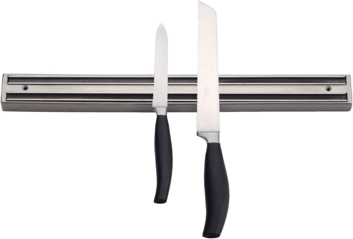 Stainless Steel Knife Holder, 18-inches | Attractive Satin Finish | Dual Magnetic Strips | Won't Dull Knives, 18 inches ((KN-18))