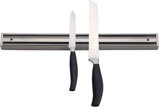 Stainless Steel Knife Holder, 18-inches | Attractive Satin Finish | Dual Magnetic Strips | Won't Dull Knives, 18 inches ((KN-18))