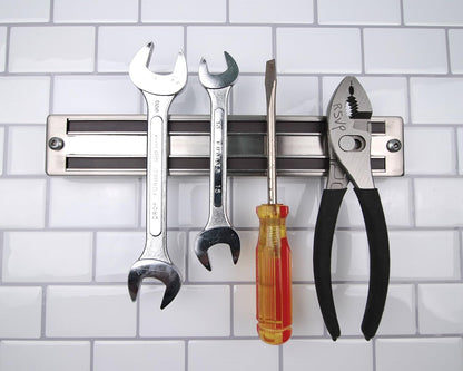 Stainless Steel Knife Holder, 18-inches | Attractive Satin Finish | Dual Magnetic Strips | Won't Dull Knives, 18 inches ((KN-18))