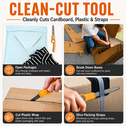Cardboard Cutter with Protective Sheath, Non-Stick Teflon Coated Blade, Safety Micro-Serrated Stainless Steel Box Cutter Tool for Warehouse, Office & Home Use