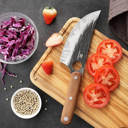 3 PCS Butcher Knife Set, Kaloo 7" Butcher Meat Cleaver, 7" Serbian Chef Knife and 6.5" Viking Knife, Hand Forged Butcher Knives with Wood Handle for Home, Outdoor Cooking, Camping BBQ