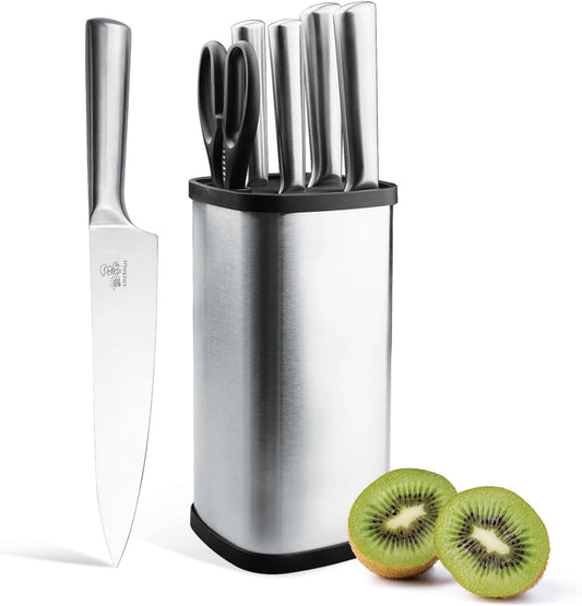 6-Piece Small Stainless Steel Knife Set with Block, High Carbon Steel, Dishwasher Safe Gift
