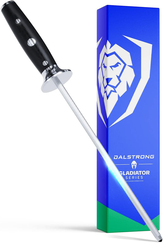 Honing Rod - 10 inch - Gladiator Series Elite - HC Stainless Steel - G10 Garolite Handle - Kitchen Knife Sharpener Chef Knife Polish Gift- Professional Honing Steel- NSF Certified