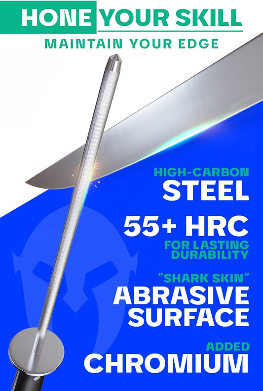 Honing Rod - 10 inch - Gladiator Series Elite - HC Stainless Steel - G10 Garolite Handle - Kitchen Knife Sharpener Chef Knife Polish Gift- Professional Honing Steel- NSF Certified