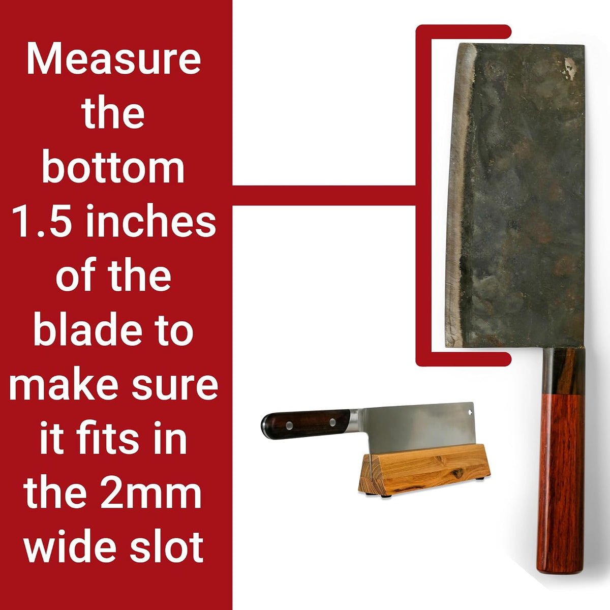 Cleaver Stand | 8.25-inch wood vegetable cleaver knife storage block (Teak, 2mm)