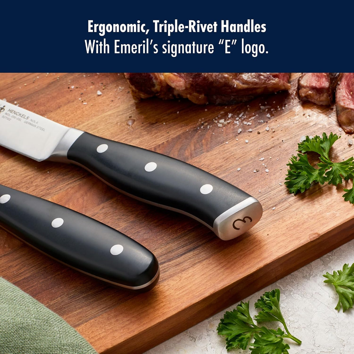x EMERIL Lagasse The Nola Collection Razor-Sharp German 2-pc Carving Knife Set, Made in Company-Owned German Factory with Special Formula Steel perfected for almost 300 Years, Dishwasher Safe