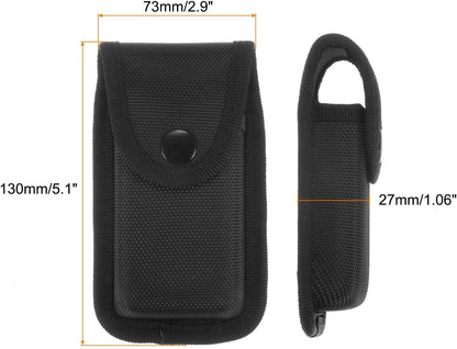 Nylon Pocket Knife Sheath 6.5" x 2.8" Horizontal Vertical Carry Belt Loop Multi-Tool Pouch Folding Knife Belt Sheath with Snap Closure for Outdoor Daily Use, Black