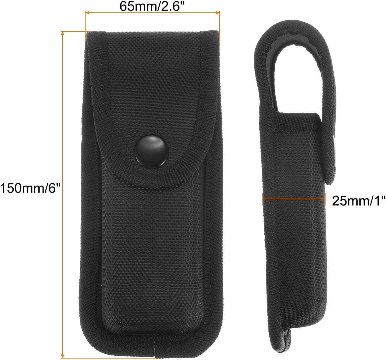 Nylon Pocket Knife Sheath 6.5" x 2.8" Horizontal Vertical Carry Belt Loop Multi-Tool Pouch Folding Knife Belt Sheath with Snap Closure for Outdoor Daily Use, Black