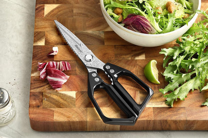 Sharp Kitchen Scissors with Black Handle,110 Layers Damascus Steel Multipurpose Heavy Duty Kitchen Shears for Poultry/Vegetables/Fish/Nuts