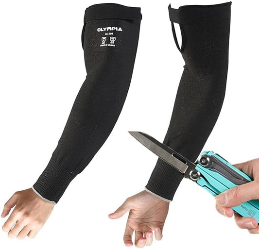 Cut Resistant Arm Sleeves 18" Length 1 Pair, Cut Level A3 Protection, Sun Protection Sleeves, Breathable Gardening Sleeves for Thin Skin, Welding Sleeves for Forearm, Black