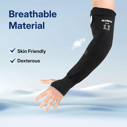 Cut Resistant Arm Sleeves 18" Length 1 Pair, Cut Level A3 Protection, Sun Protection Sleeves, Breathable Gardening Sleeves for Thin Skin, Welding Sleeves for Forearm, Black